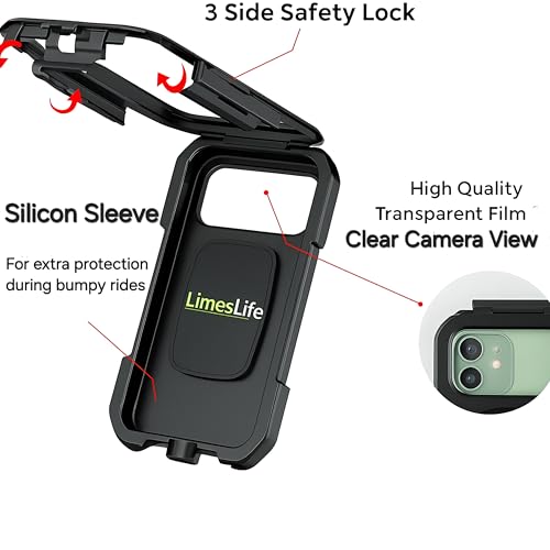 Image of Waterproof Phone Mount for Motorcycle Bike & Scooter | 360 Rotation | Touchscreen Friendly | Anti Vibration Damper Smart Phones. (Black) (LL- 10XL Pro)