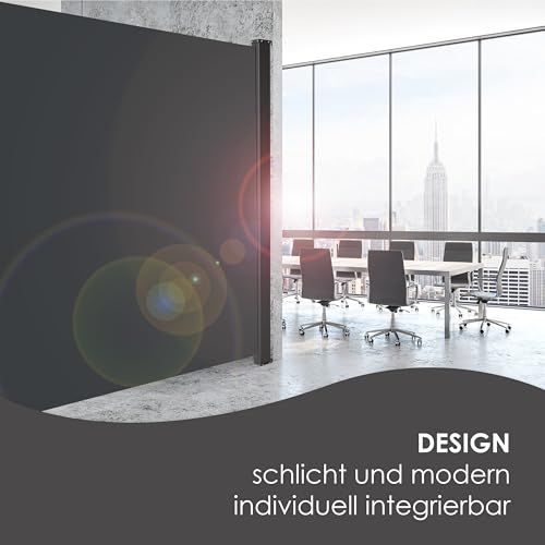 KESSER® Seitenmarkise ausziehbar Markise 180 x 300 cm Blickdicht Sichtschutz & Windschutz für Garten Balkon & Terrasse, Seitenrollo mit Wandhalterung, inkl. Wettercover & Montagezubehör, Dunkelgrau