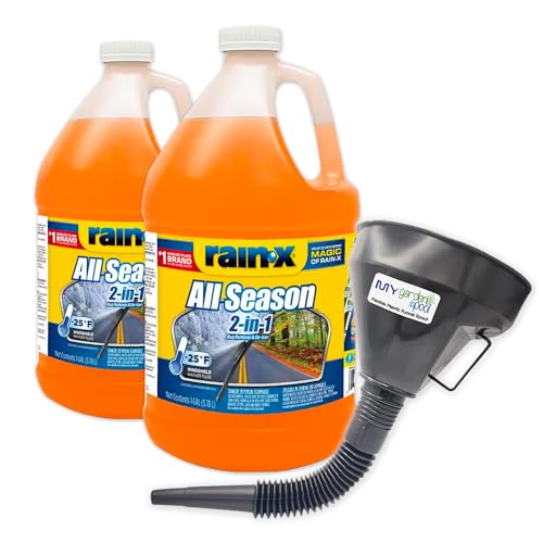 My Garden Pool Rain-X 2-in-1 All Season Washer Fluid Two Pack, 2 x 1 Gallon - Ultimate Visibility, Protection Plastic Funnel Spout for Easy Pouring