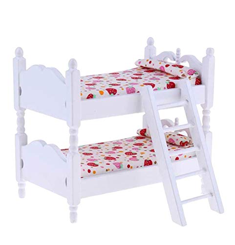 EatingBiting 1:12 Handmade Dollhouse Miniature Children Bedroom Furniture Bunk Bed Ladder Bunk Beds Kids Room Furniture Accessories