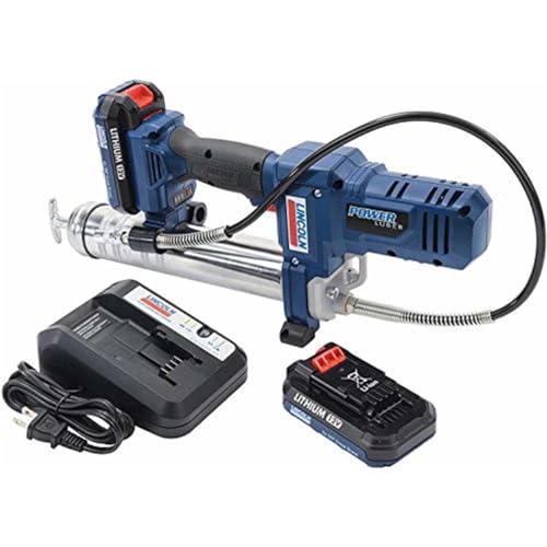 Image of Lincoln 1262 PowerLuber 12 Volt Battery Powered Grease Gun with 30 inch Hose for Automotive, Agricultural, and Industrial Equipment, 8,000 PSI, Trigger-operated, Single Speed, (1) Lithium-Ion Battery Pack