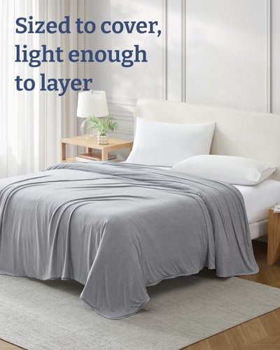 Image of Cooling Blanket for Hot Sleepers - Cold Blanket Full /Queen Size - Double-Sided, Ultra Cool for Summer, Night Sweats & All Seasons - Lightweight & Breathable for Bed or Couch - Light Grey, 50 inch x 60 inch