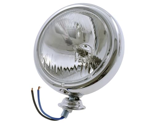2EXTREME Scheinwerfer Motorrad Fernlicht Chrom 4 1/2 Zoll, flaches Gehäuse, Chopper