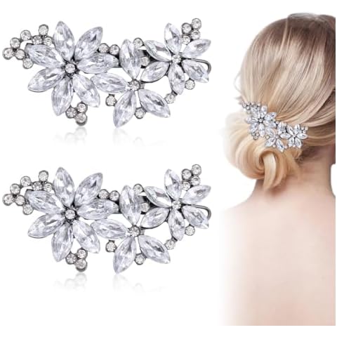 Gosknor Crystal Flower Bridal Hair Clips Cover