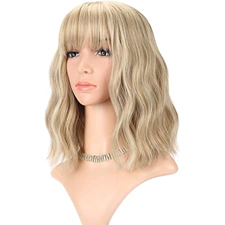 Lalantopparties Women Short Hair Wig Synthetic Artificial Curly Wavy Natural Wigs Costume Fancy Party Wigs Hair Style Accessories For Birthday, Halloween, Wedding, Bridal Shower Decoration Reusable