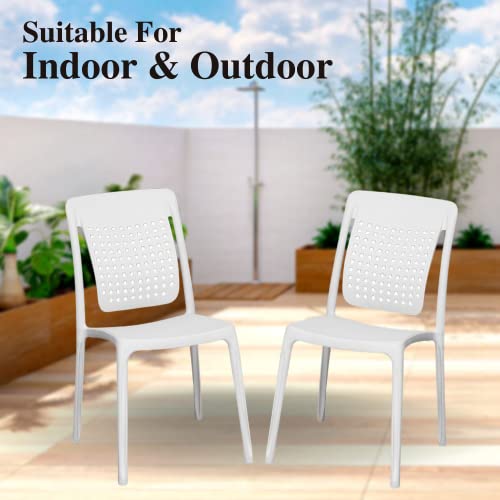 Image of ITALICA Spine Care Plastic Chair for Home, Office, Living Room /Matte Finish Plastic Outdoor Chair /Patio Chairs for Balcony | Suitable for Indoor & Outdoor (2109, White, Set of 2 Chair)