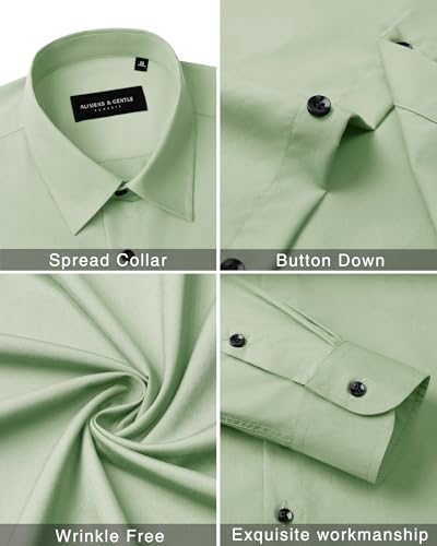 Image of Alimens & Gentle Men's Dress Shirts Long Sleeve Wrinkle Free Stretch Business Casual Wedding Button Down Shirt