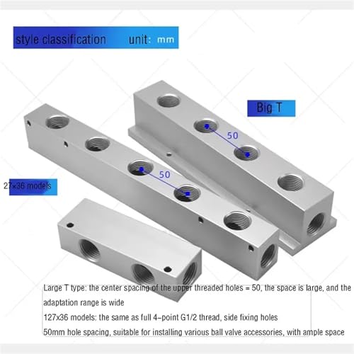 Vanne de dérivation d'échappement T G1/2 bloc 10 voies 50mm - 8