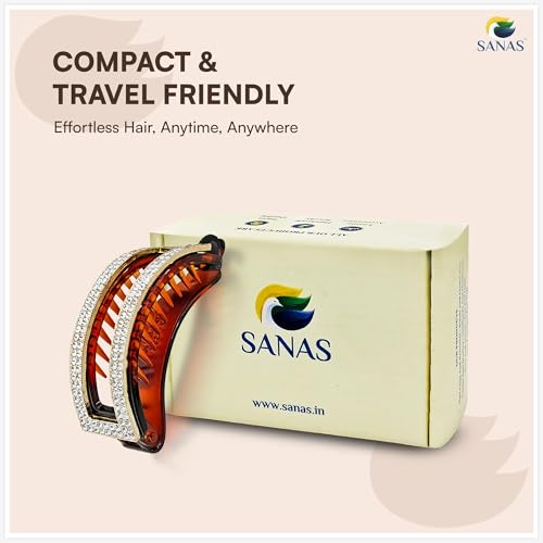 Image of Sanas Hair Crab Clips For Woman (1pc) Clutchers For Hair Accessories For Women Stylish Hair Clips For Girls Gift Items Korean Jewellery Cute Gifts For Girls (1pc) (Classic Brown & Bright Rhinestones)
