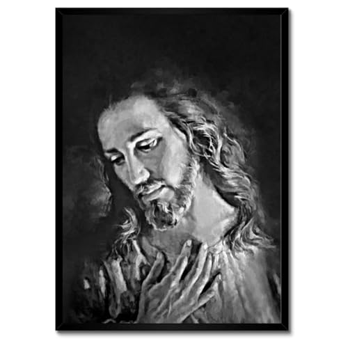 Visage de Jésus Christ poster encadré blanc pour créer un coin prière salon