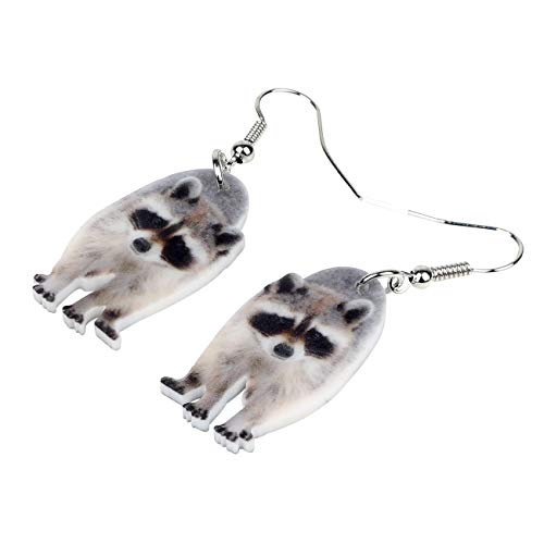 NEWEI Cute Acrylic Grey Raccoon Earrings Dangle Fun Wild Animal Jewelry for Women Charms3