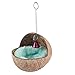 Sheens Guscio di Noce di Cocco Naturale con stuoia Calda e Campana Allevamento di nidi Nido da cova Pappagallo Nido di Riposo Accogliente Luogo di Riposo Fornisce Riparo dal Freddo