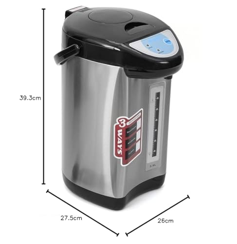 Foto von Heißwasserspender, 5.8L Thermopot Edelstahl Wasserkocher 750W Thermoskanne Tastensteuerung Wassertank für Schule Zuhause Büro Hotel (Schwarz)