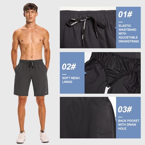 Image of HOdo Mens Swim Trunks with Mesh Liner 9 inch Quick Dry Swim Shorts Bathing Suits for Men Swimwear Board Shorts wiht Pockets