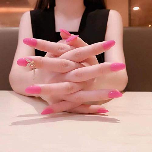 TJJF Falsche Nägel 24 Stück I Cover Fake Press On Nails Rosa Kette Quaste Nagelspitzen Glänzende 3D-Dekoration Tragbarer… – Bild 3