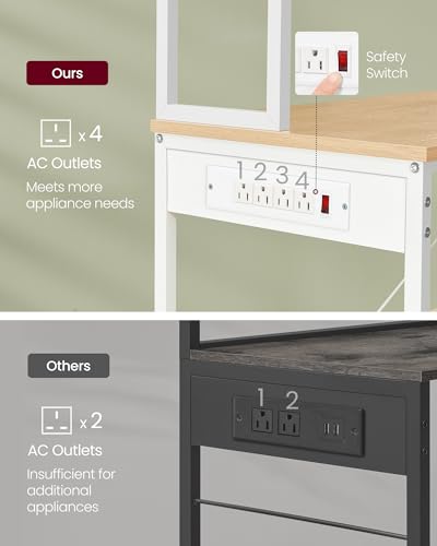 image for VASAGLE Bakers Rack with Power Outlet, 31.5 Inches Coffee Bar for Kitc