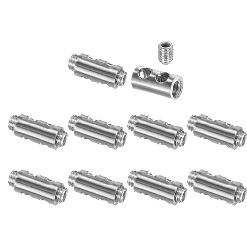 sourcing map 10 clip per funi metalliche, fermacavo in rame con 2 viti a esagono incassato, morsetto di fissaggio adatto per funi metalliche da 1-2 mm, per la vita domestica, edilizia, trasporto