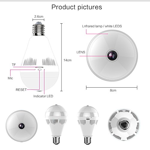 Camera Lampada 360º WiFi IP HD Espiã 360Eye S