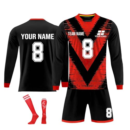 Camiseta Personalizada de Portero de fútbol con Nombre y número de Equipo, Traje de fútbol Personalizado de Manga Larga para Hombres, Mujeres, niños y niñas