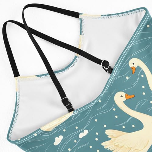 ALAZA Swan Lake Water Girls Swimsuit Bathing Suit Beach Swimwear One Piece 3-10T4