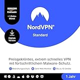 NordVPN Standard – 1 Jahr + 1 Extra-Monat – VPN & Cyberssicherheits-Software für 10 Geräte – Schadsoftware blockieren, persönliche Infos schützen – PC/Mac/Mobile – Amazon Exklusiv [Online Code]