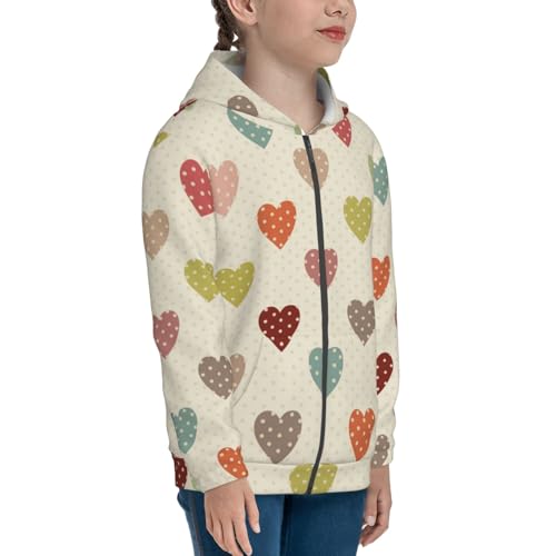 Heart Polka Dot Kid Hoodies Boys Zip Up Sweatshirts Girls Pullover with Pocket4