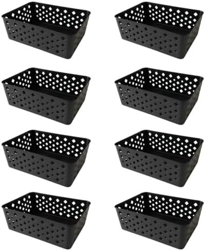 Kit 8 Cestos Multiuso Organizador Empilhável Gaveta 19x14x6 Cor:P...