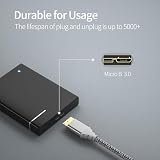 Kabel Fasgear USB 3.0 do Micro B - Nylonowy pleciony 5 Gb/s Ładowanie i synchronizacja dla Galaxy Note 3, dysku twardego, mobilnego dysku twardego (50cm, Szary)