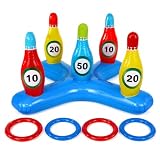 QingWing Juguete de Inflables Piscina, Juego Inflable Lanzar Cuatro Anillos