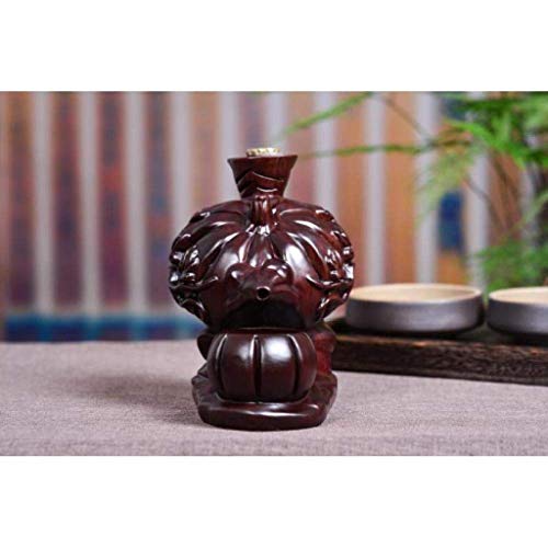Zlymx Wood Incense Burner-Backflow Incense Burner Ceramics Creative Ebony Pumpkin Kettle Back Incense Burner Creative Mahogany Home Furnace #TOP2