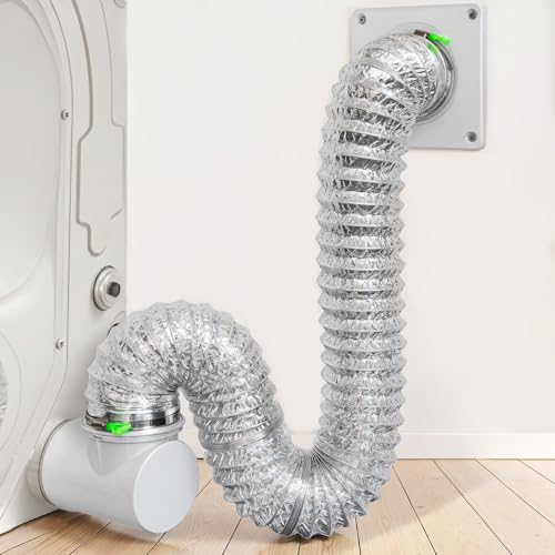 LOVIGA 90 Degree Dryer Vent Elbow with Dryer Vent Wall Plate & Hose, Space Saving 4 Inch Dryer Vent Connector Kit, Easy Install Snap-on Dryer Vent Kit for Tight Space