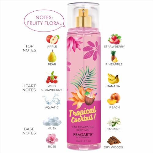 Image of TROPICAL COCKTAIL Body Mist Spray Long Lasting Womens Perfume FRUITY FLORAL Fragrance 236ml