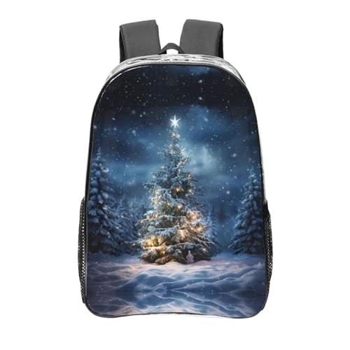 Sac à dos transparent noir avec motif sapin de Noël et poches
