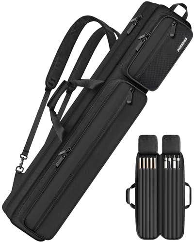 PEKREWS Pool Cue Case, Pool Stick Case 4x5 with Multiple Pockets Holds 4 Butts 5 Shafts, Soft Padded Sturdy Pool Cue Bag, Billiard Cue Backpack with Adjustable Shoulder Straps for Men and Women