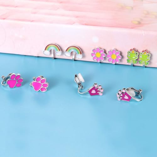 Image of 20 Pairs Clip on Earrings Pack - Cute Animal Designs, Non-Pierced for women with No Ear Holes,Cute Animal Clipon Earrings Pack