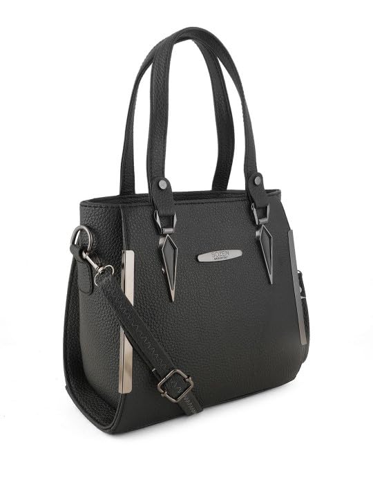 Image of SP Women's Soft Premium Textured Tote Bag, Structured Handbag with Metallic Accents, Versatile Office & Casual Shoulder Bag with Detachable Strap Gift for Women & Girls & Valentine's Gift