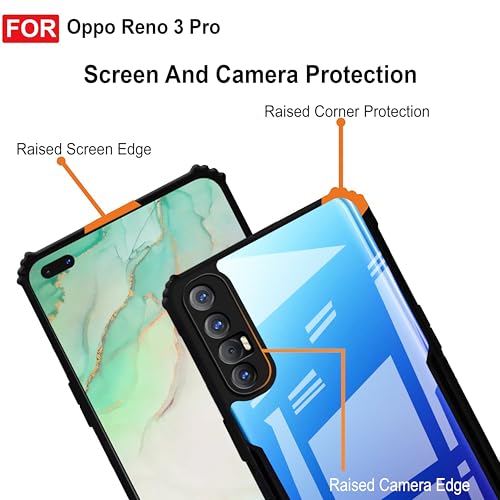 Image of Zapcase Back Case Cover for Oppo Reno 3 Pro | Compatible for Oppo Reno 3 Pro Back Case Cover | 360 Degree Back Cover | Clear Case with Camera Protection | (TPU + PC | Matte Black)