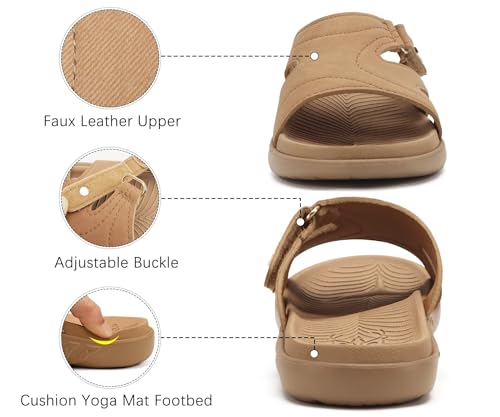 Image of KuaiLu Womens Fashion Orthotic Slides Ladies Athletic Yoga Mat Memory Foam Walking Sandals Thick Cushion Recovery Summer Beach Slippers Comfortable Plantar Fasciitis Arch Support