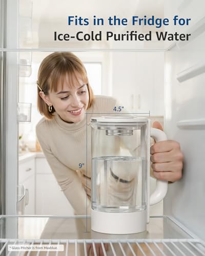 Image of Maxblue GPWD-W Glass Water Pitcher Compatible with Waterdrop M6SL & C2SL Countertop Reverse Osmosis System, White