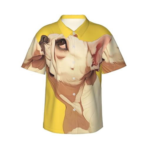 Chemise hawaïenne bouledogue français en tissu respirant et short d'été fluide