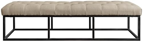 Miniatura 6 de Serta Danes - Banco largo tapizado copetudo, patas con marco de metal, otomana acolchada para dormitorio, color marfil