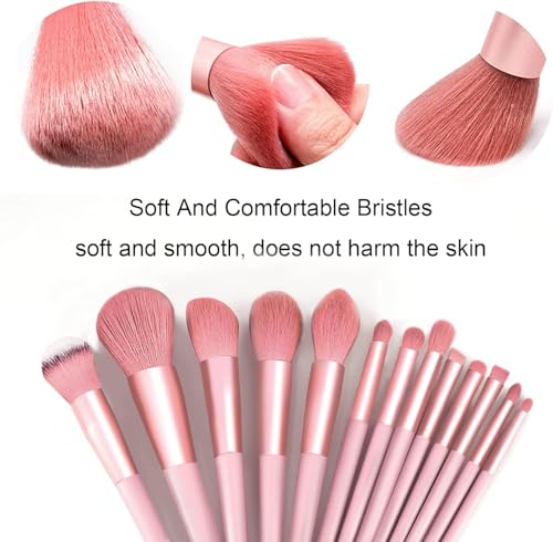 Image of 23 Pcs Makeup Brush Kit, Foundation Brush Eyeshadow Brush, Makeup Sponge Puff Set, Makeup Remover Pads (Green, 23 Piece Set) (23 Set Pink) (PINK)