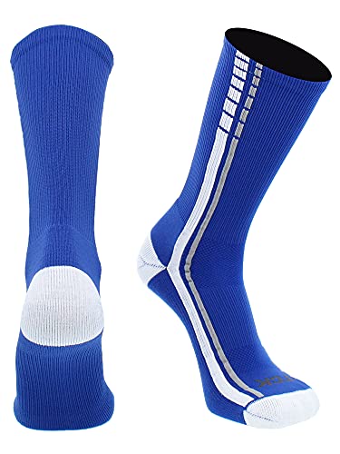 Basketball Socks Elite Turbo Crew (Royal/White/Grey, Large)