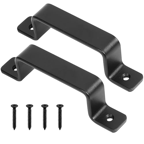 HAOCHEN Maniglie per porte in ghisa robuste dal design vintage, set da 2, nero, ideali per esterni, garage, armadi e interni (100X160MM)