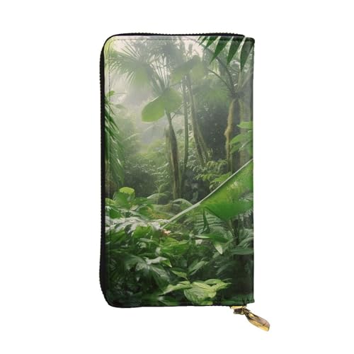 Tropical Rainforest Leather Wallet for Women Long Coin Purse Ultra Slim Credit Cards Holder Bifold Clutch
