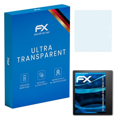 atFoliX Screen Protection Film compatible with Amazn Kindl Oasis Model 2017 Screen Protector, ultra-clear FX Protective Film (2X)