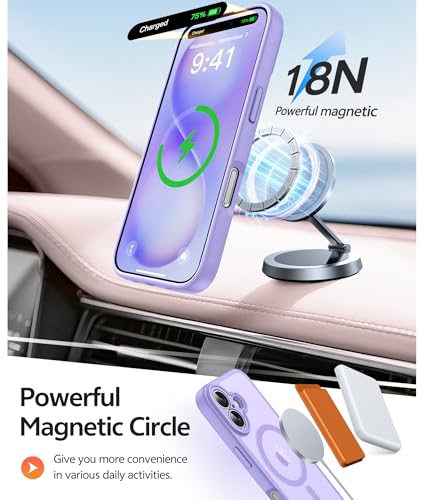 Image of FNTCASE for iPhone 16 Plus Case: [Compatible with Magsafe] Translucent Matte Cases with [Full Camera Protection] [Screen Protector] Military Grade Shockproof Protective Phone Cover - Light Purple