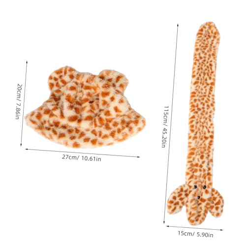 Cute Tiger Ears Winter Hat with Scarf Plush Animal Bucket Hat for Women Face Flattering Design Warm2