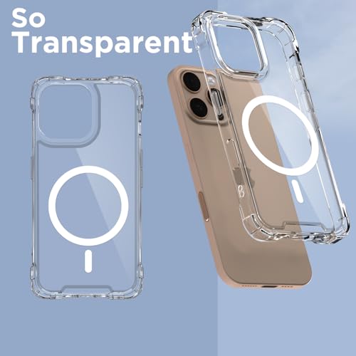 Image of Pikkme Back Cover for iPhone 16 Pro Max Mag-Safe Shockproof PC + TPU | Protective Case Magnetic Support | Bumper Case (Transparent Mag-Safe)