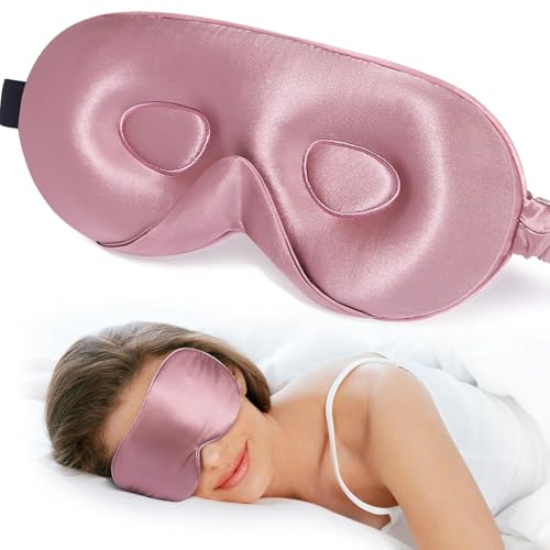 LitBear 100% 22 Momme Mulberry Silk Sleep Mask - 3D Contoured Eye Mask for Men Women, Soft...